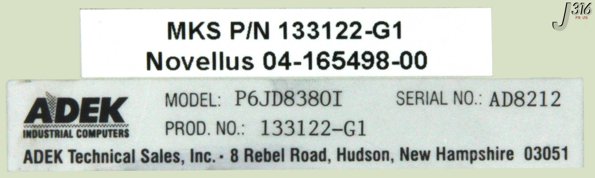 3844 ADEK IND IND PC NOVELLUS PN:04-165498-00 MKS PN:133122-G1